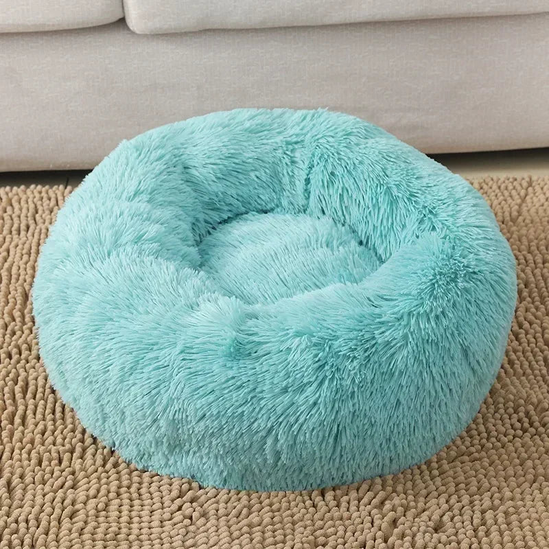 Self-Warming Round Pet Bed - Plush, Non-Slip Mat for Cats & Dogs