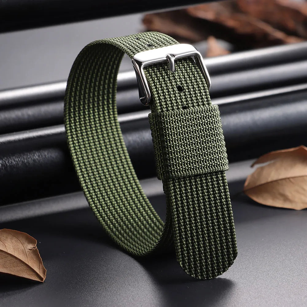 18mm 20mm 22mm Nylon Watch Band for Seiko Braided Canvas Strap Army Sport Men Bracelet Black Green Military Breathable WristBelt