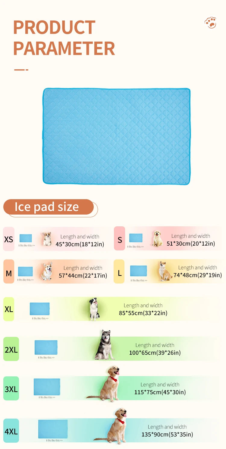 Portable Dog Cooling Mat - Ice Silk Pet Pad for Indoor & Outdoor Use