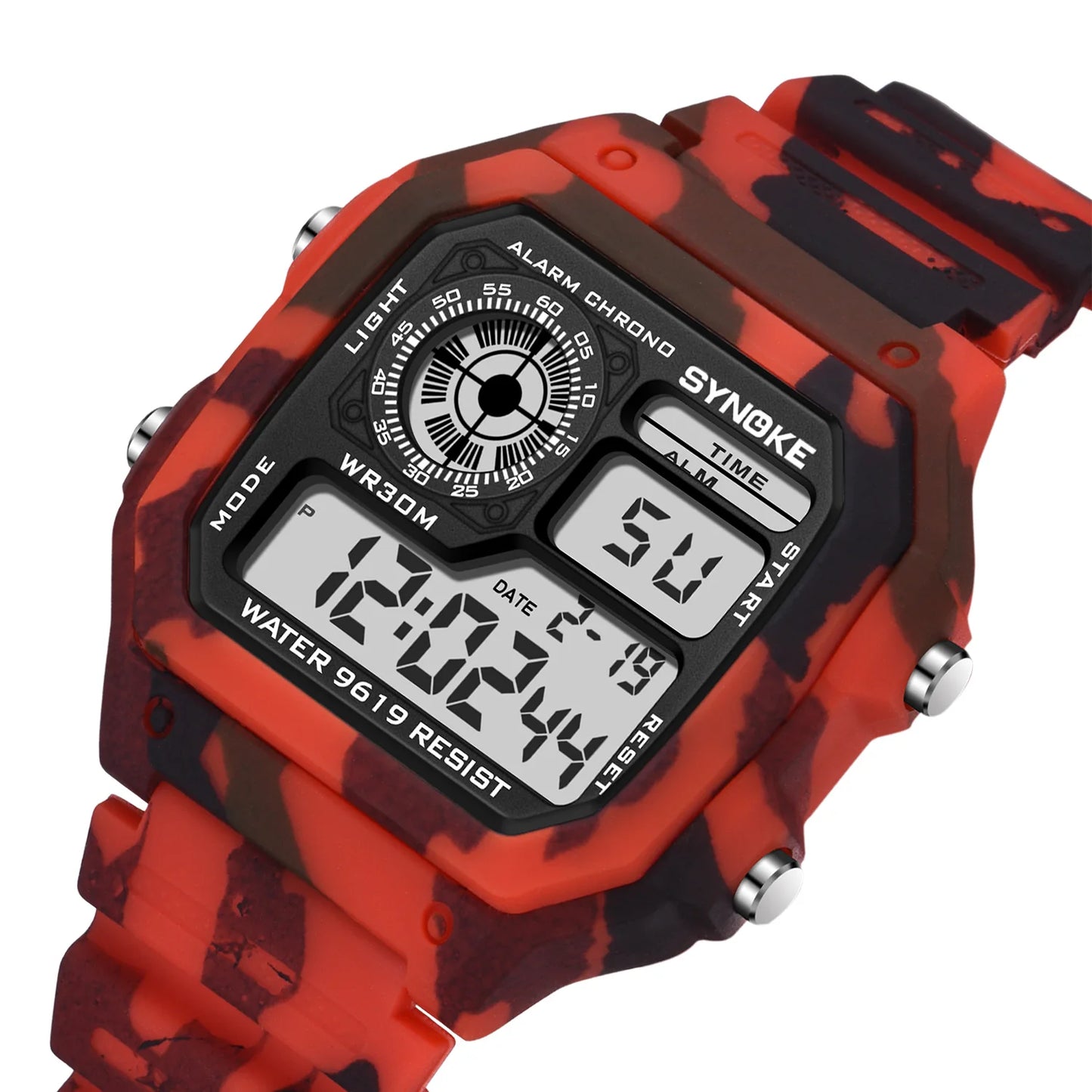 SYNOKE Multifunctional Digital Sport Watch Men Camouflage Waterproof Mens Wristwatches Fashion Retro Male Watches reloj hombre