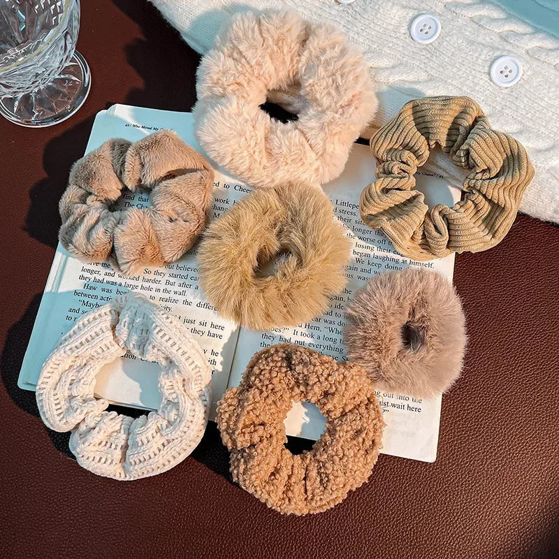 Korean Plush Cat Ear Scrunchies - High Elastic Hair Ties