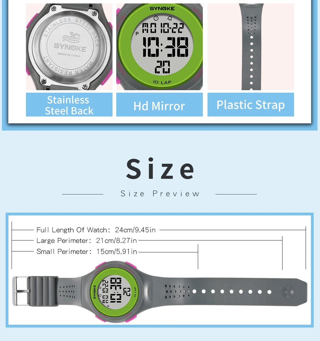 SYNOKE Women's Watches Thin Luxury Swim Waterproof Digital Sport Watch For Men LED Electronic Clock Multifunc Diving Wristwatch