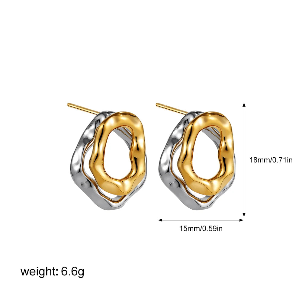 Retro Multi-layer Twist Irregular C Shape Hoop Earrings for Women Girls Gold Color Geometric Ear Buckle Stud Punk Jewelry Gifts