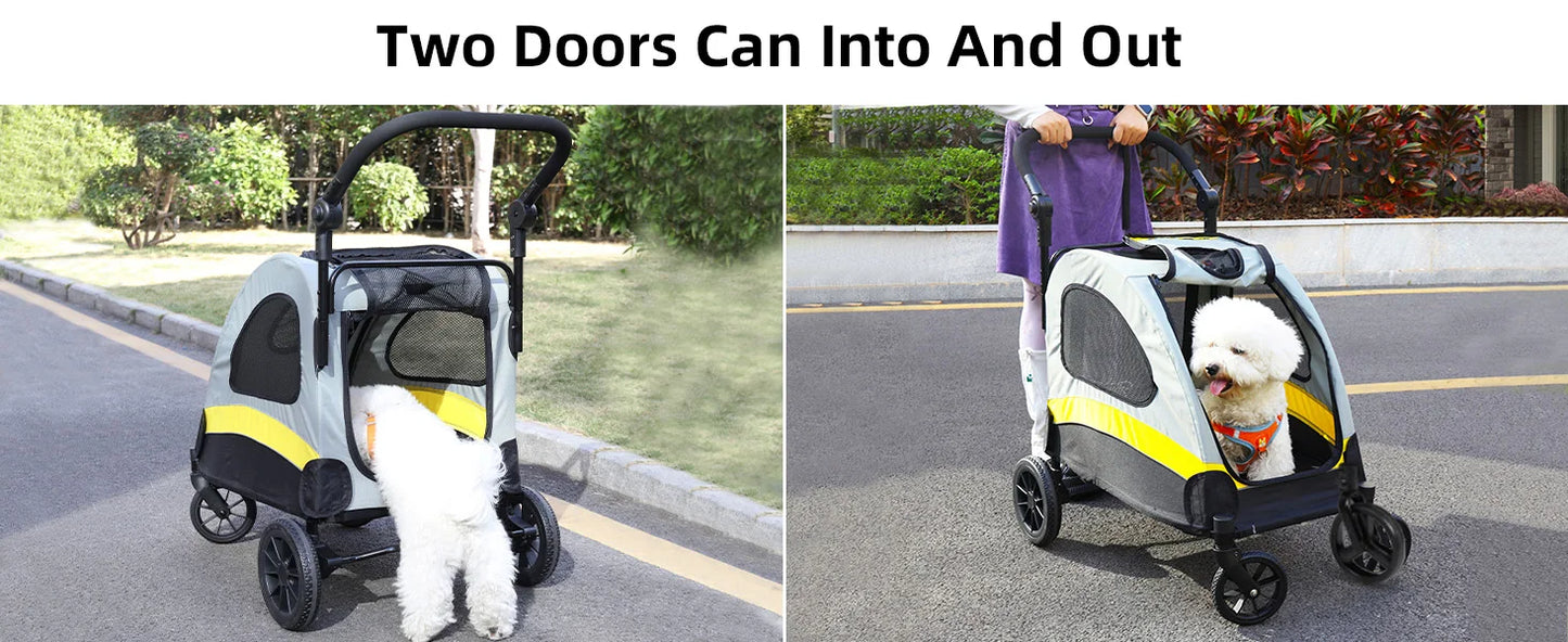 Premium 4-Wheel Dog Stroller - Foldable Pet Jogger for All-Size Dogs
