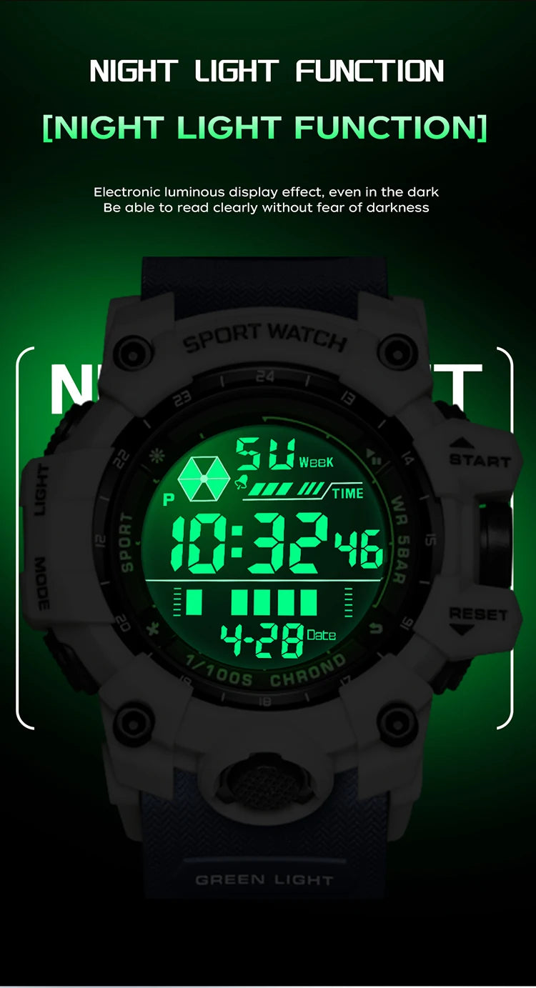 SANDA 6229 Digital Watches for Men Waterproof Luminous Outdoor Sports Watch Fashion Clock Simple Multifunction Male Wristwatch