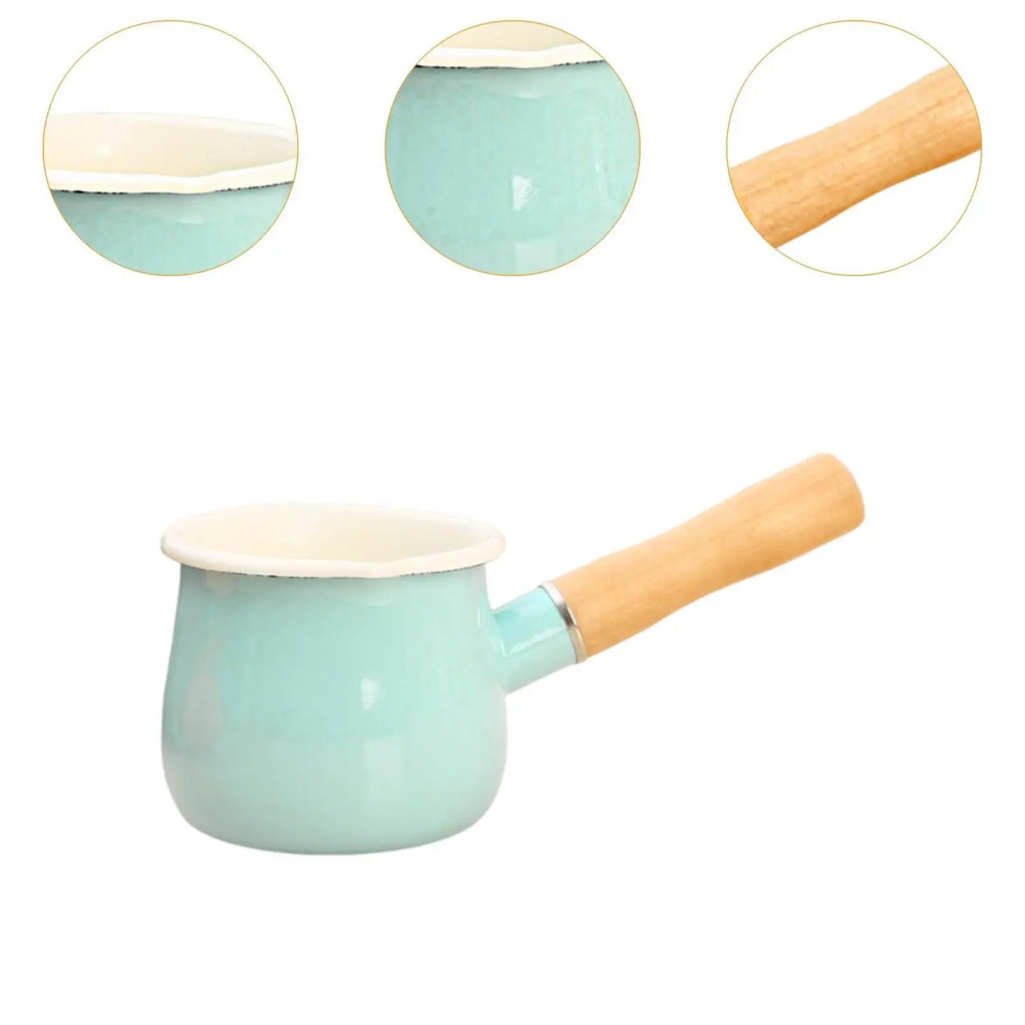 Enamel Milk Pot with Spout with Anti Scald Handle Nonstick Cookware Soup Pot for Home Induction Cooker Outdoor Gas Stove Kitchen