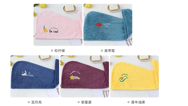 Women Dry Hair Towel Embroidered Coral Velvet Ladies Microfiber Soft Shower Cap Head Wrap Absorbent Fast Dry Ladies Head Towel