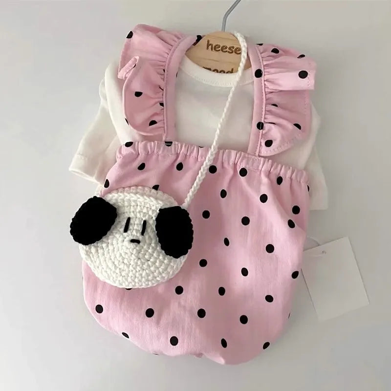 Polka Dot Dog Dress with Suspenders - Luxury Summer Skirt Vest for Small Dogs