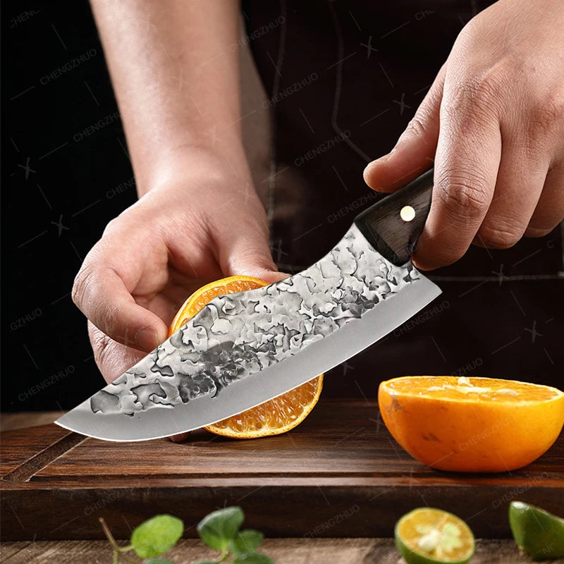 Handmade Forged Meat Cleaver Chef Knives Butcher Boning Knife Kitchen Knives Fishing Knife Fruit Barbecue Knife with Cover