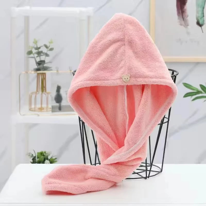 Women Dry Hair Towel Embroidered Coral Velvet Ladies Microfiber Soft Shower Cap Head Wrap Absorbent Fast Dry Ladies Head Towel