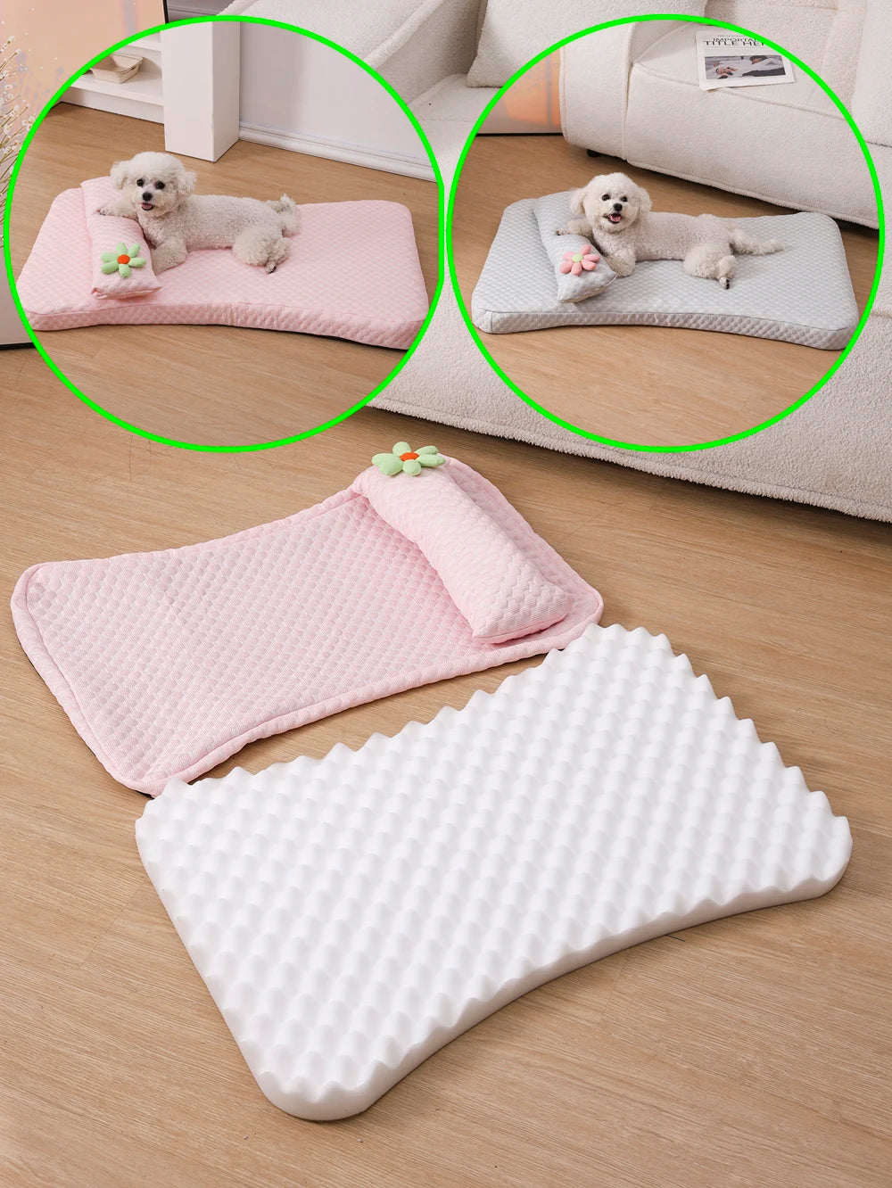 Summer Cooling Pet Bed - Ice Silk Mat with Pillow for Dogs & Cats