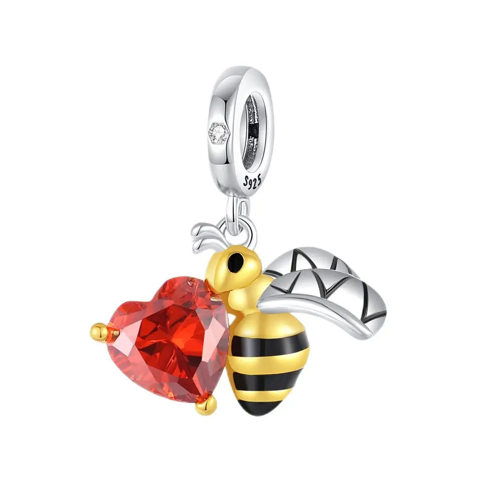 Authentic 925 Sterling Silver Luminous Firefly Charms Bee Light Bulb Beads Ring Earrings Fit Original Bracelets DIY Jewelry Gift