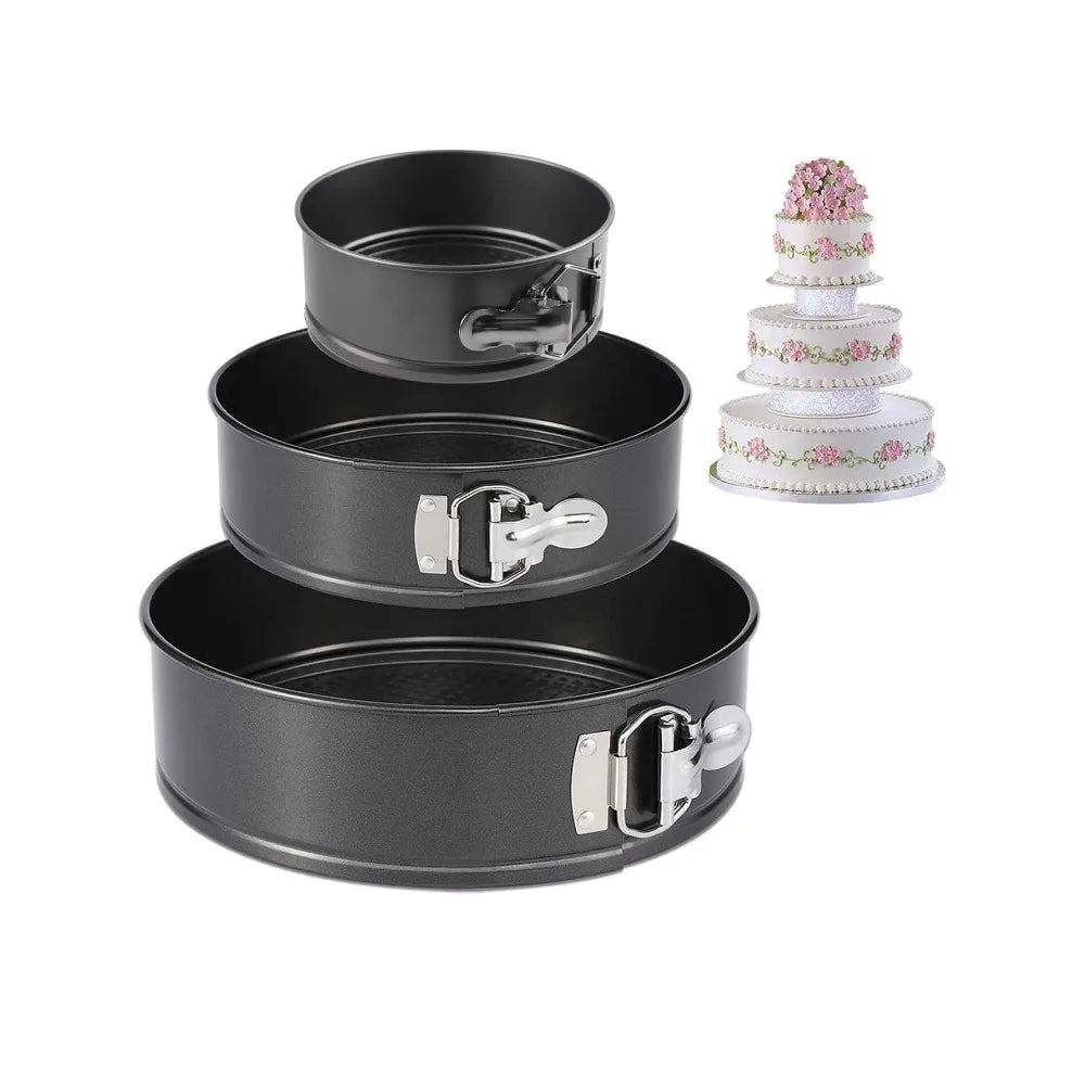 Spring Buckle Mold 3-Piece Set Non-Stick Cheesecake Mold, Leak-Proof Round Cake Baking Utensils Baking Pan 4 Inch/7 Inch/9 Inch