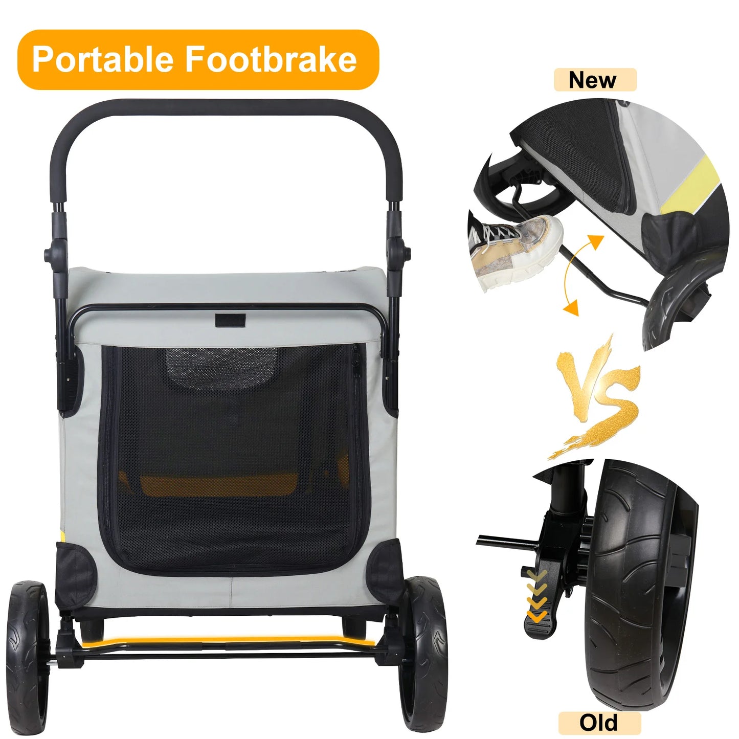 Premium 4-Wheel Dog Stroller - Foldable Pet Jogger for All-Size Dogs