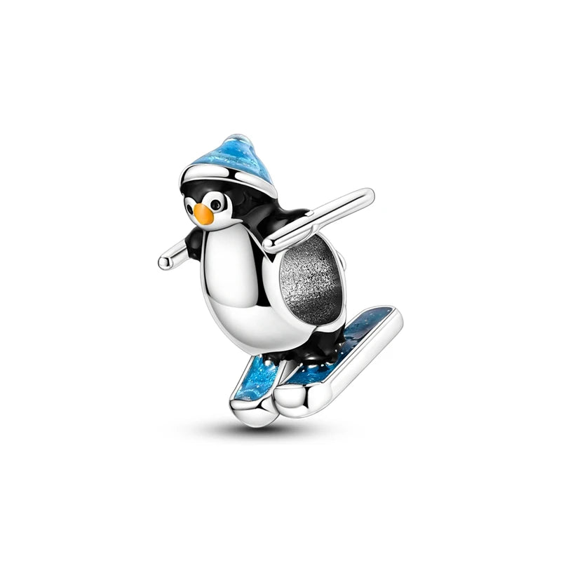 New Fireplace Snowman Sweater Sweet Romantic Christmas Winter Theme Charms Beads Fit Pan 925 Original Bracelets DIY Fine Jewelry