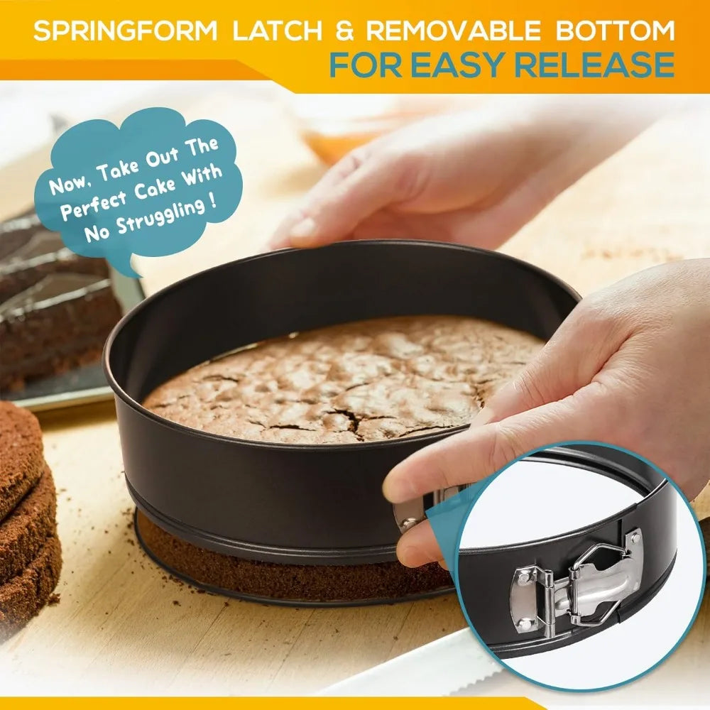 Spring Buckle Mold 3-Piece Set Non-Stick Cheesecake Mold, Leak-Proof Round Cake Baking Utensils Baking Pan 4 Inch/7 Inch/9 Inch