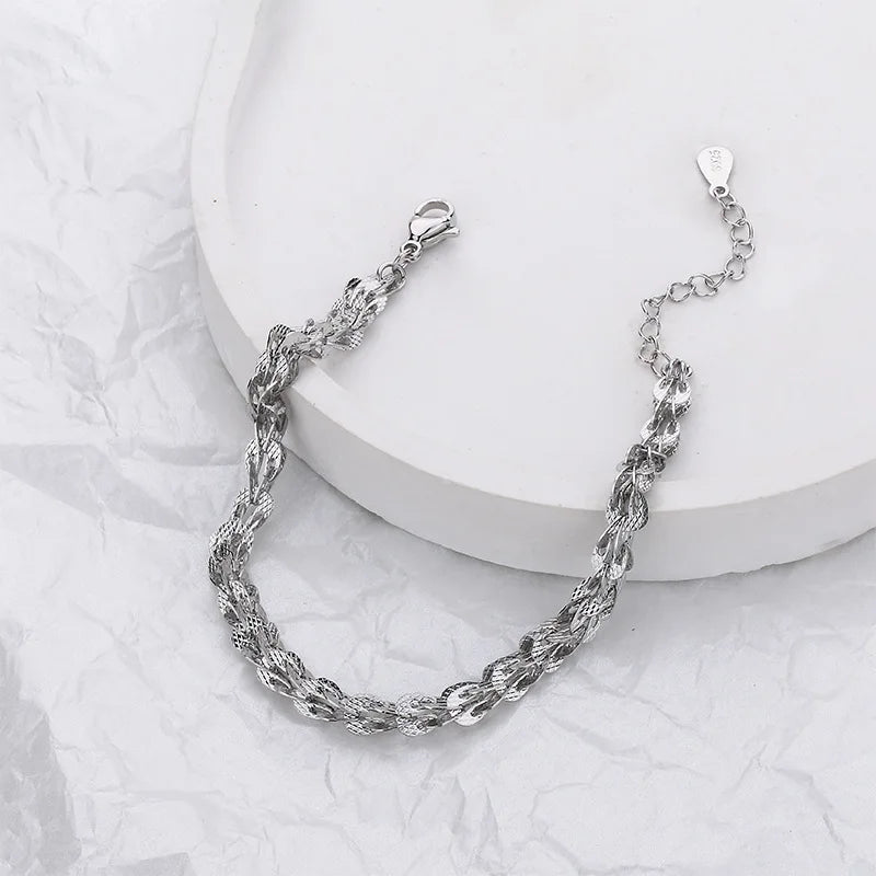 VENTFILLE 925 Silver Diamond-Studded Butterfly Bracelet Women's Fashion Temperament Flower Adjustable Bracelet