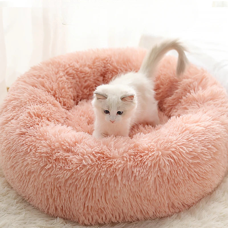 Winter Plush Pet Nest - Washable Round Bed for Cats and Dogs