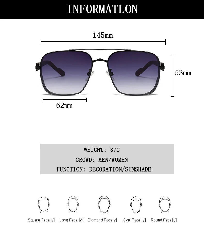 Sunglasses For Men Square Sunglasses Women Trendy Luxe Vintage Fashion Glasses Retro Steampunk Shades Gafas De Sol Hombre