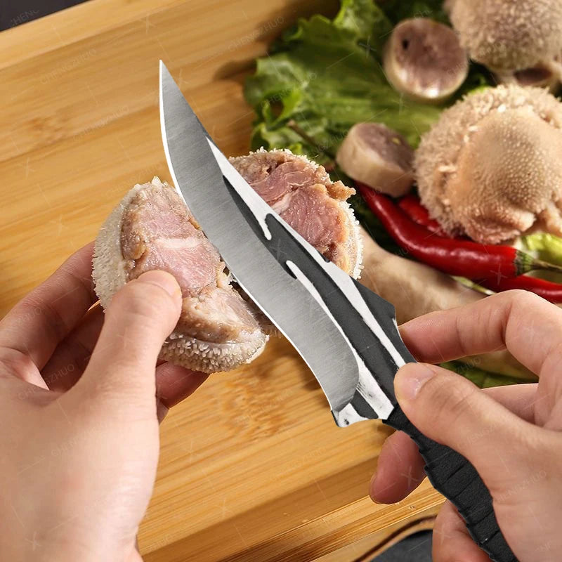 Handmade Forged Meat Cleaver Chef Knives Butcher Boning Knife Kitchen Knives Fishing Knife Fruit Barbecue Knife with Cover