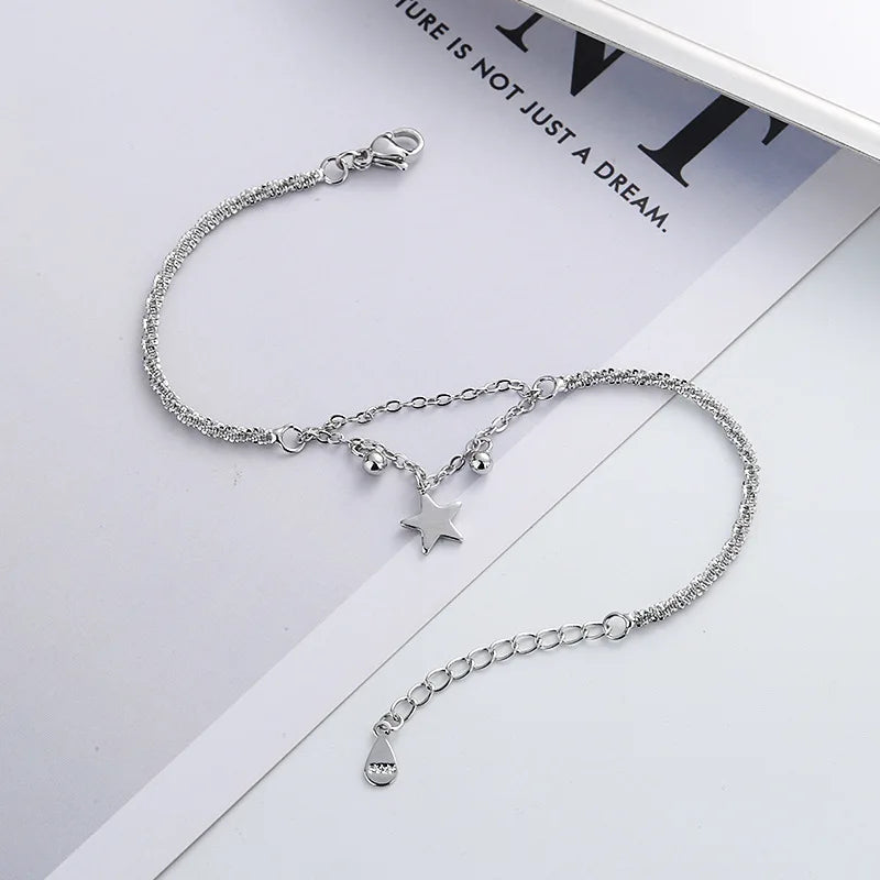 VENTFILLE 925 Silver Diamond-Studded Butterfly Bracelet Women's Fashion Temperament Flower Adjustable Bracelet