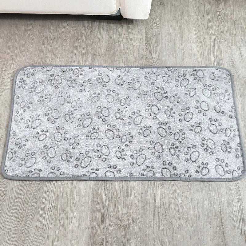 Paws Pattern Pet Blanket - Soft Fluffy Travel Mat & Bed for Cats and Dogs