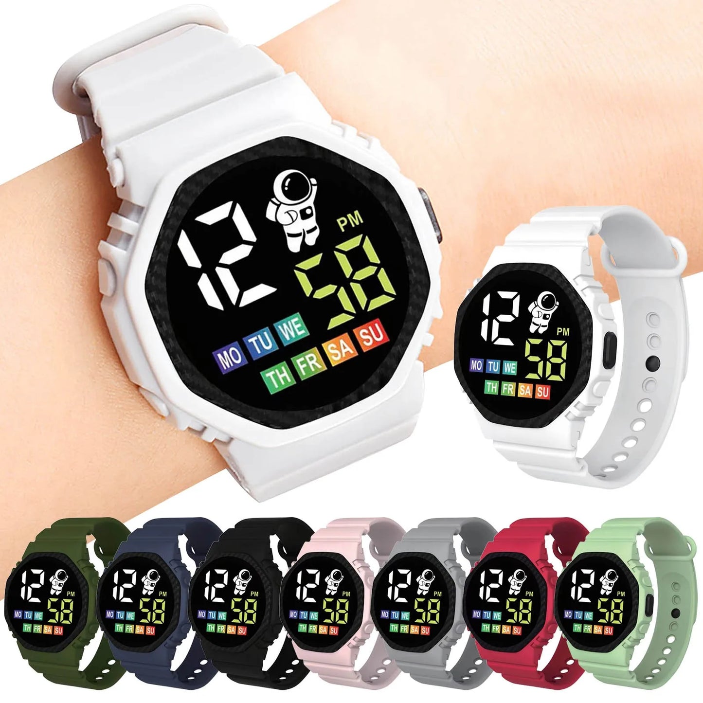 Digital Watch Sports Electronic Watch Waterproof Men'S And Women'S Children'S Outdoor Watch Led Display Multi-Function Digital