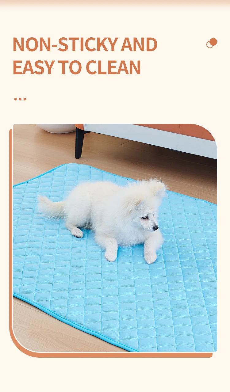 Portable Dog Cooling Mat - Ice Silk Pet Pad for Indoor & Outdoor Use