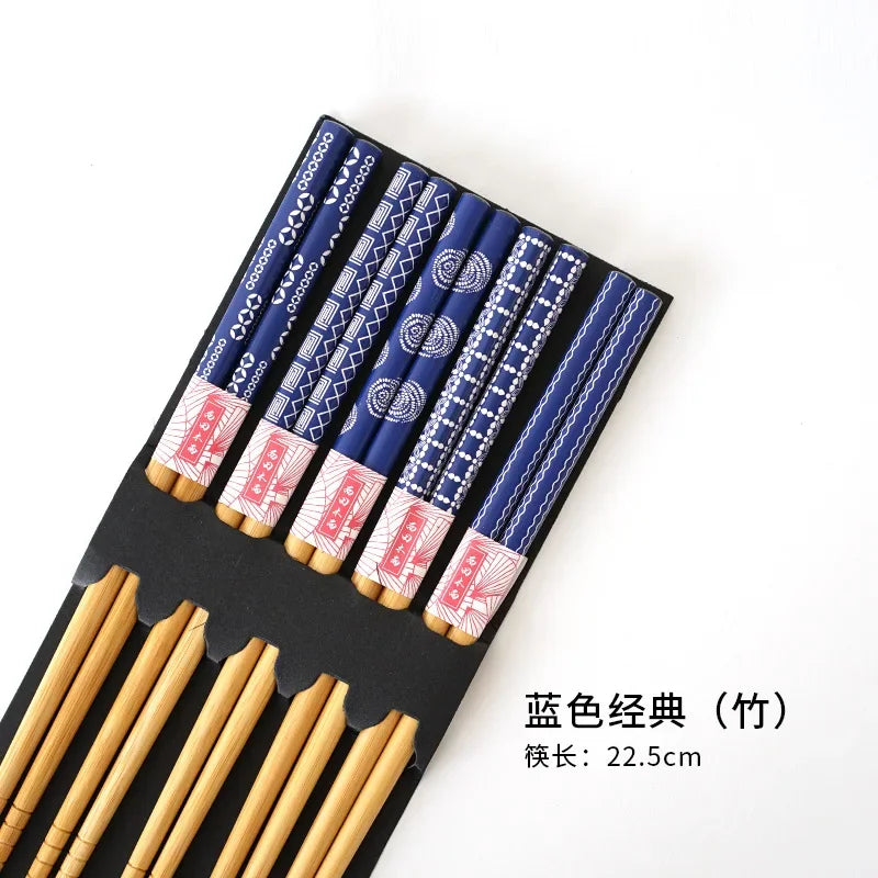 5 Pair of Bamboo Chopsticks Household Long Chopsticks Non-slip Set Tableware Cute Multi Color Wooden Chopsticks Set New 젓가락
