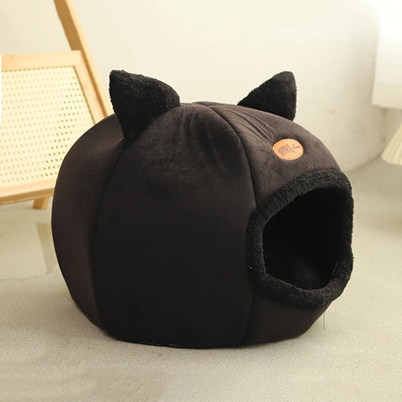 Winter Cozy Cave Bed - Deep Sleep Pet Nest for Cats and Small Dogs