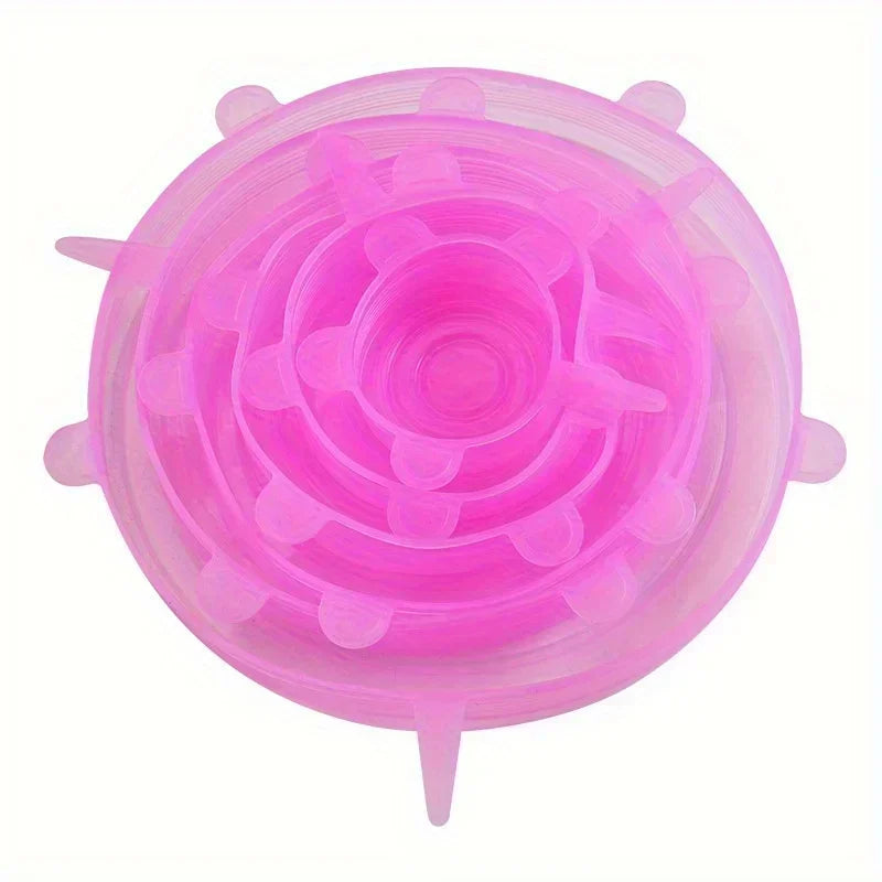 6pcs Silicone Stretch Lids, Food Bowl Covers, Reusable Food Saving Cover, Stretchable Multifunctional Fruit And Vegetable