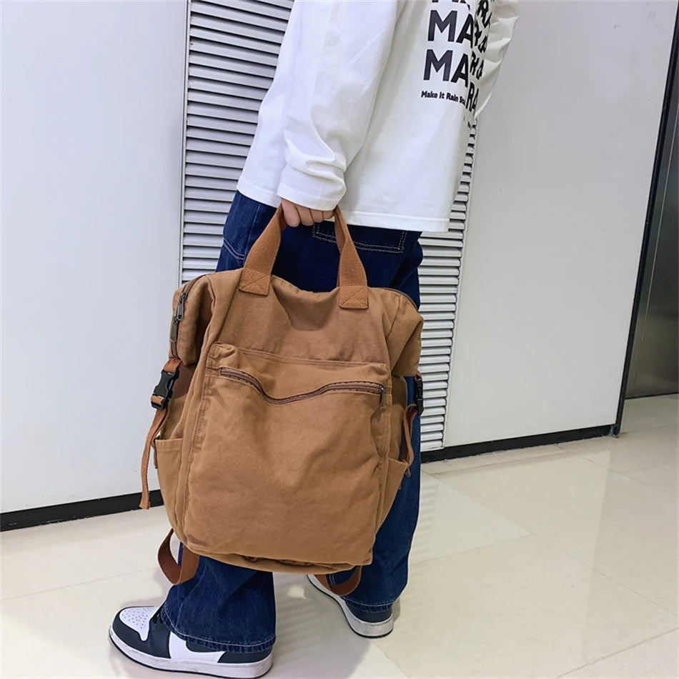 Canvas Backpack Vintage School Bag
