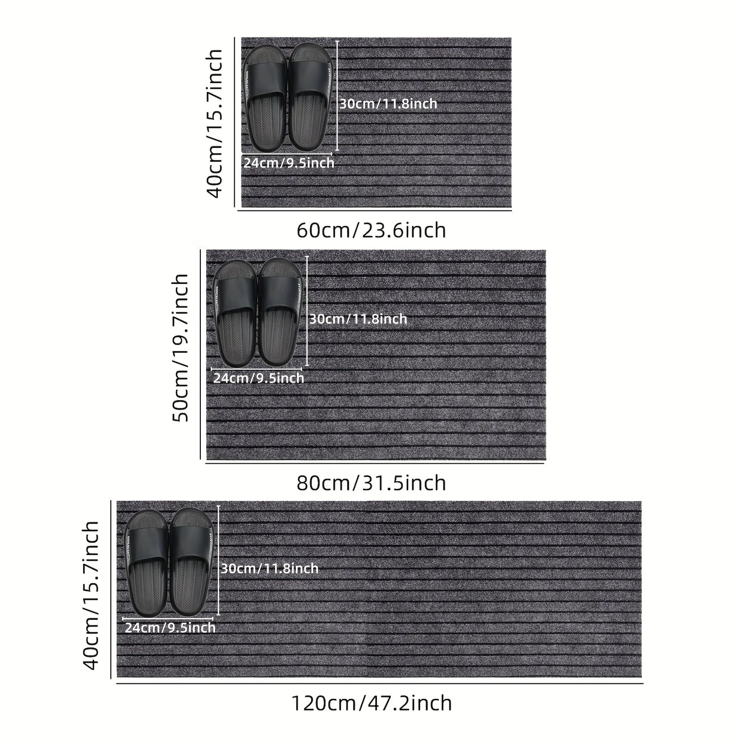 Modern Minimalist Square Floor Mat - Durable, Stain/Fade Resistant, Non-Slip Rubber Backing, Machine Washable for Indoor/Outdoor