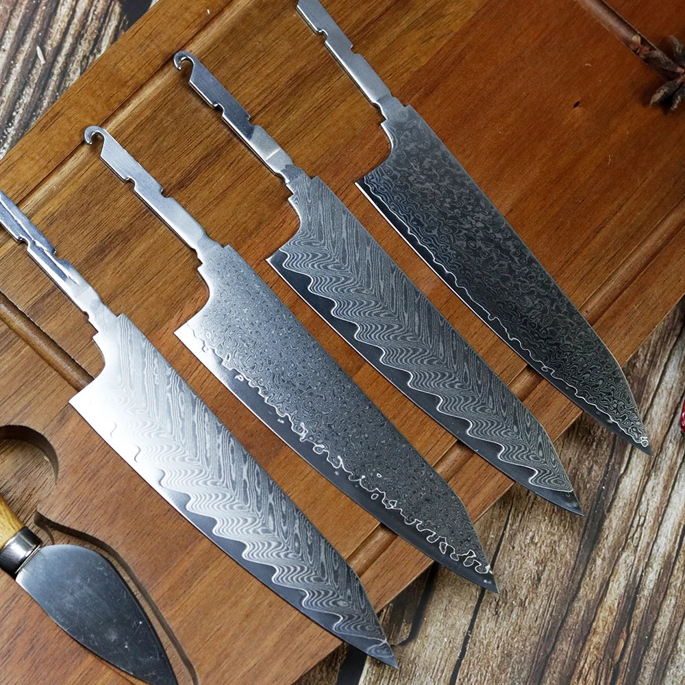 Sharp DIY Chef Fruit Utility Knife Blank VG10 Damascus Steel Blade Material Semi-finished Knife Embryo Japanese Style