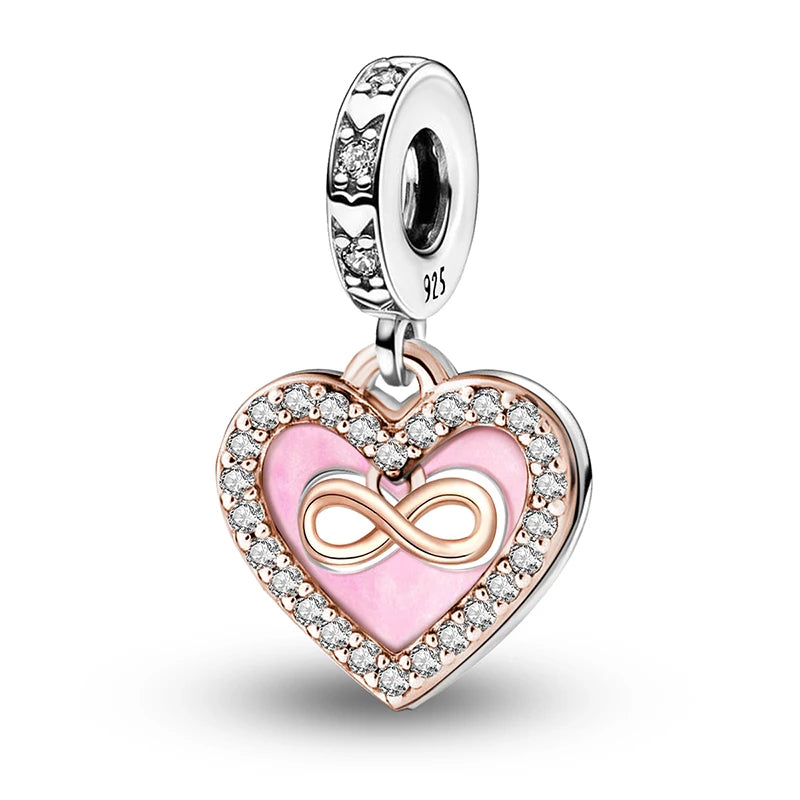 Fit Pan 925 Original Bracelets Love Heart Flower Four Leaf Clover Turtle 925 Silver Charms Beads DIY Birthday Jewelry Gift