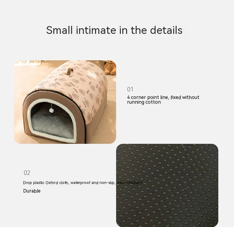 Extra Large Dog Bed - Winter Warm House-Style Bed with Removable Cover