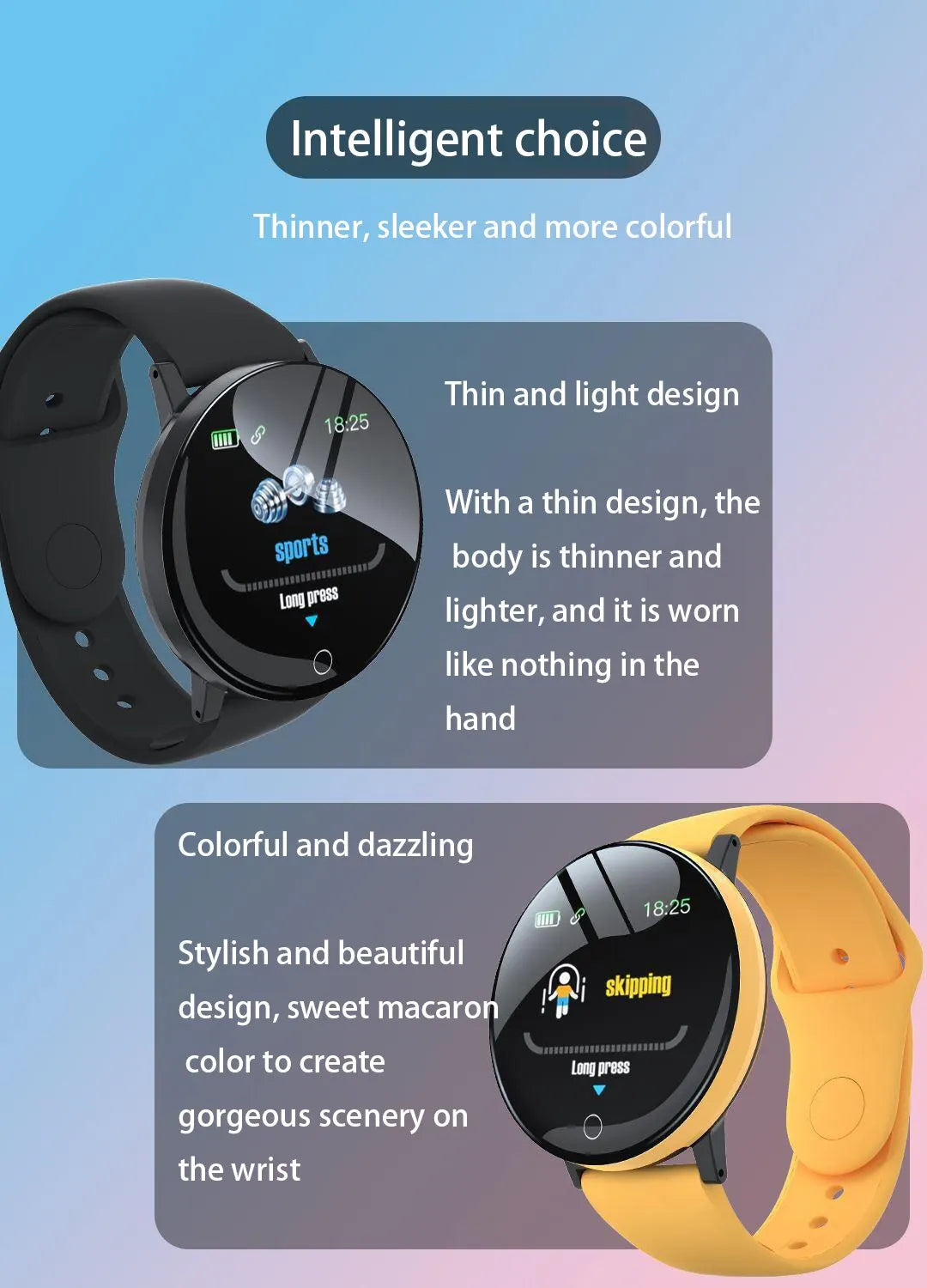 D18 Multifunctional Smart Watch Men & Women Bluetooth Connected Phone Music Fitness Sports Bracelet Sleep Monitor watch