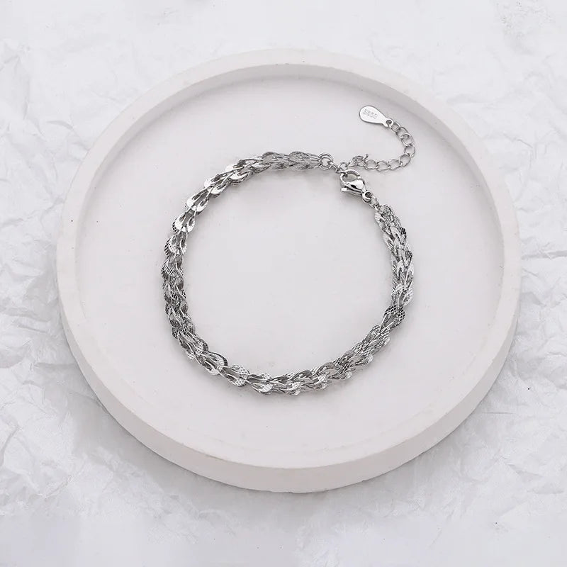 VENTFILLE 925 Silver Diamond-Studded Butterfly Bracelet Women's Fashion Temperament Flower Adjustable Bracelet