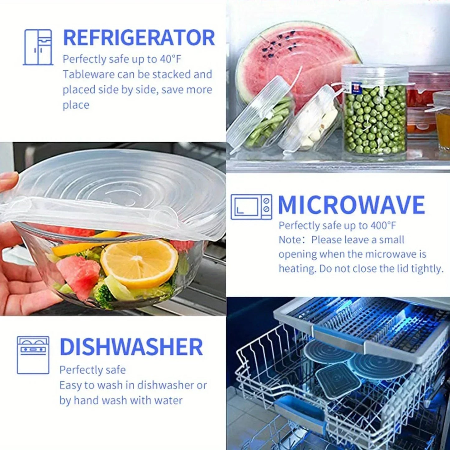 6pcs Silicone Stretch Lids, Food Bowl Covers, Reusable Food Saving Cover, Stretchable Multifunctional Fruit And Vegetable
