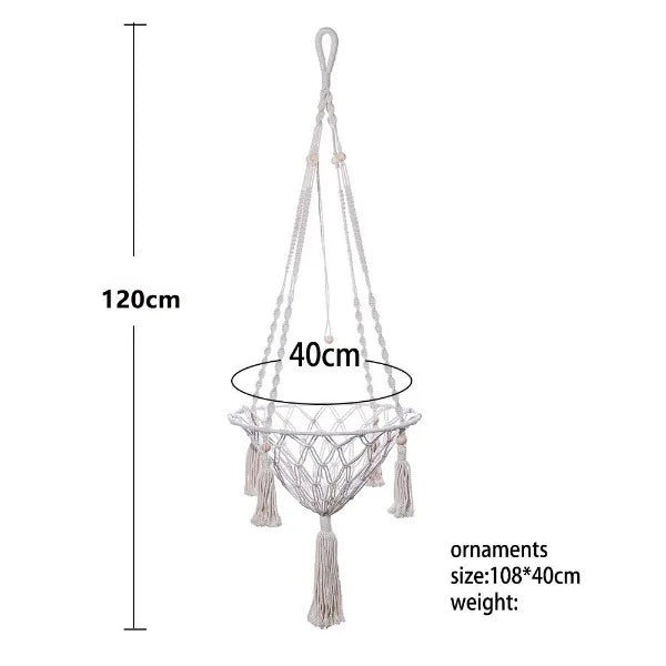 Bohemian Handmade Cat Hammock - 40cm Macrame Cotton Rope Swing