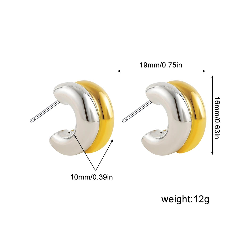 Retro Multi-layer Twist Irregular C Shape Hoop Earrings for Women Girls Gold Color Geometric Ear Buckle Stud Punk Jewelry Gifts