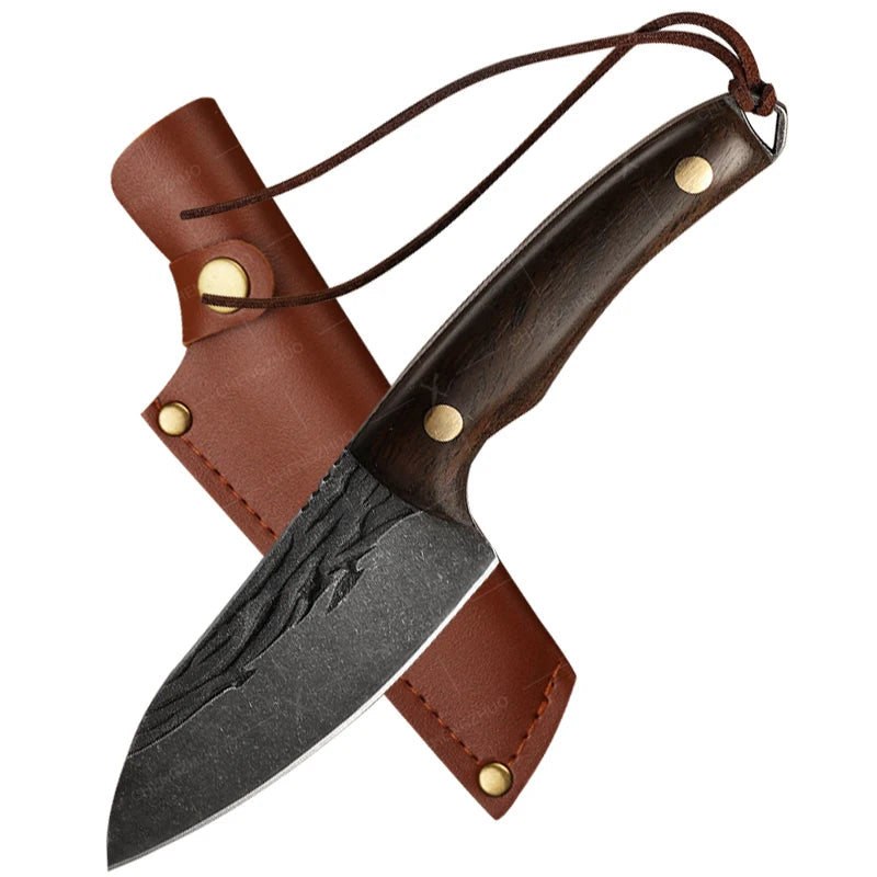 Handmade Forged Meat Cleaver Chef Knives Butcher Boning Knife Kitchen Knives Fishing Knife Fruit Barbecue Knife with Cover