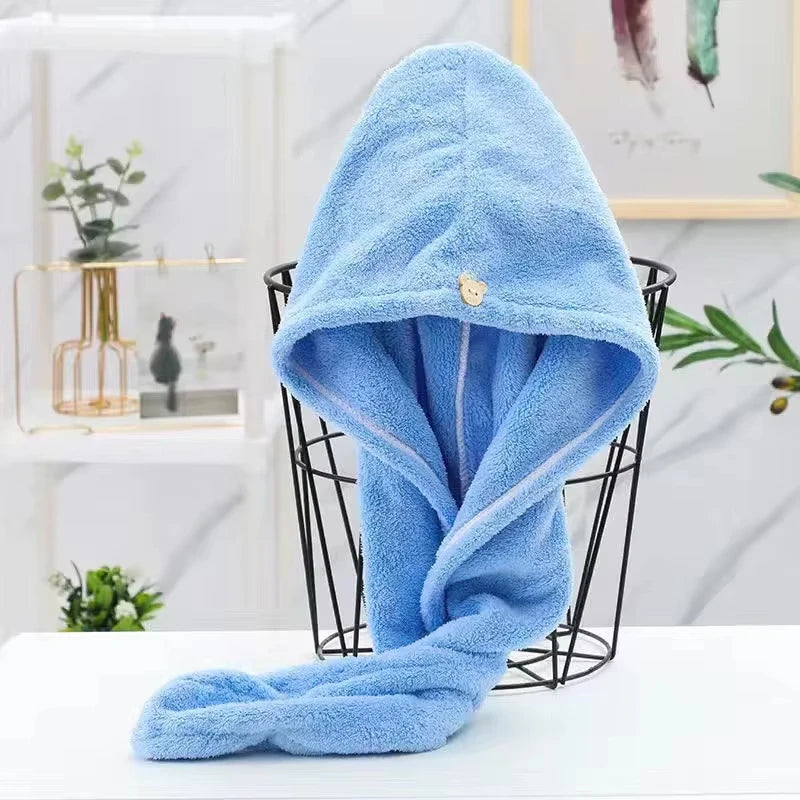 Women Dry Hair Towel Embroidered Coral Velvet Ladies Microfiber Soft Shower Cap Head Wrap Absorbent Fast Dry Ladies Head Towel