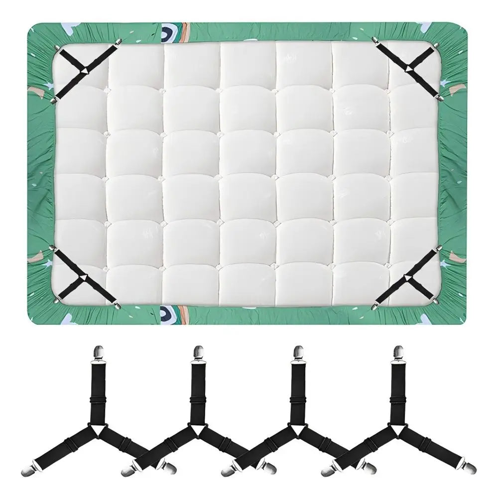 4Pcs Adjustable Bed Sheet And Quilt Holder for Bed Sheet Organizer Mattress Cover Clip For Home Elastic Straps Adjustable Clips