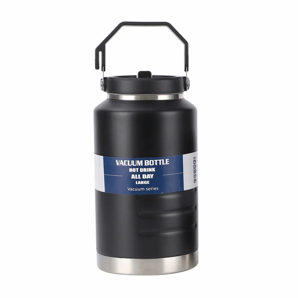 2L Stainless Steel Thermal Water Bottle with Handle – Leakproof Travel Mug