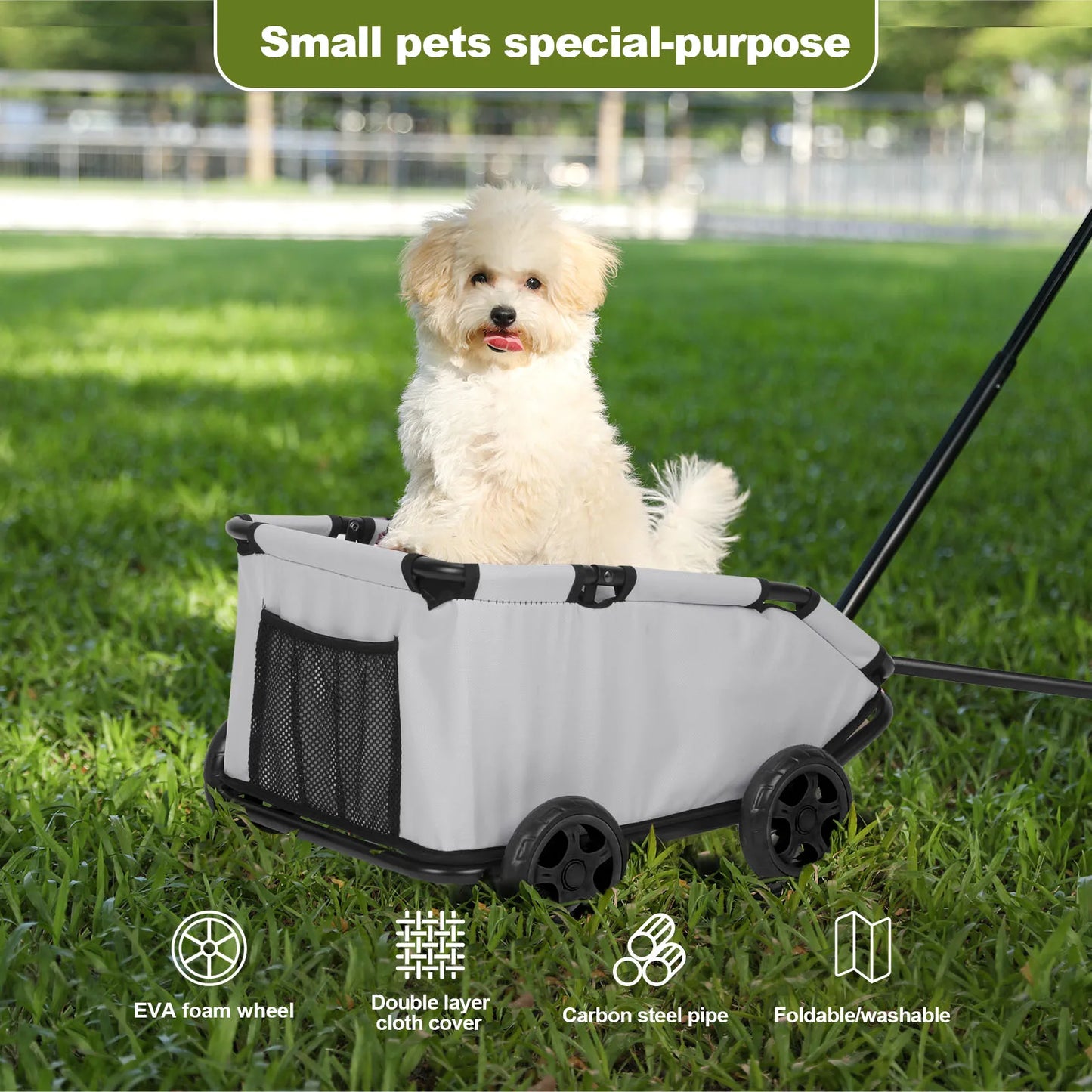 Compact Rotating Pet Stroller - 4-Wheel Foldable for Cats & Small Dogs