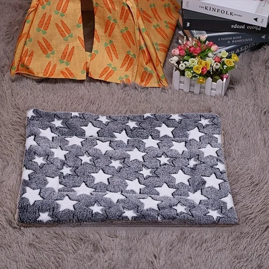 Gray rug with white star pattern on a gray carpet