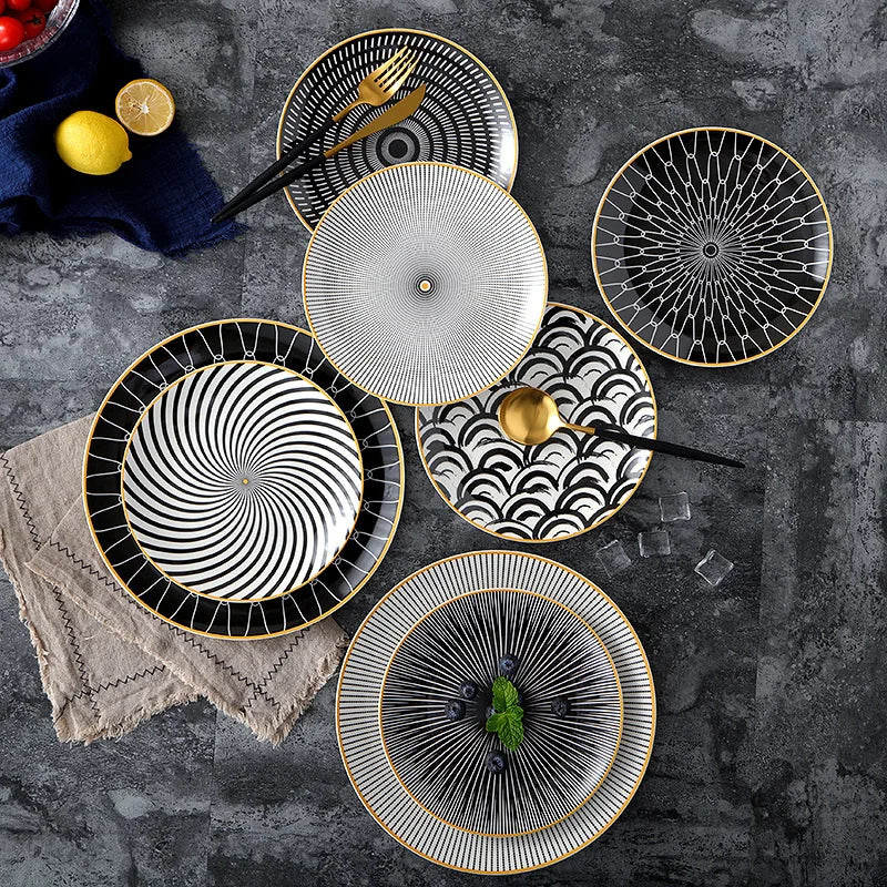 Japanese-style wavy vegetable plate Household ceramic creative Western food plate High-end Nordic dessert plate