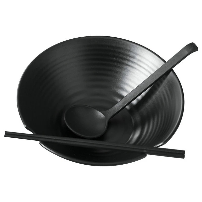 2Set Japanese Noodle Bowl With Spoon Tableware Set Restaurant Household Retro Dinnerware Large Ramen Rice Noodles Soup Bowl Set