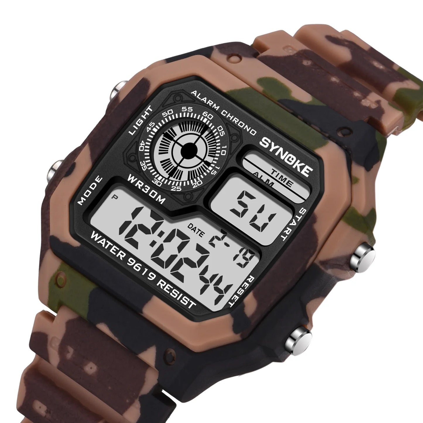 SYNOKE Multifunctional Digital Sport Watch Men Camouflage Waterproof Mens Wristwatches Fashion Retro Male Watches reloj hombre